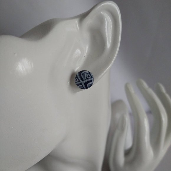 Handmade blue polymer clay earrings. Boucles d'oreilles fait à la main - Picture 5 of 7